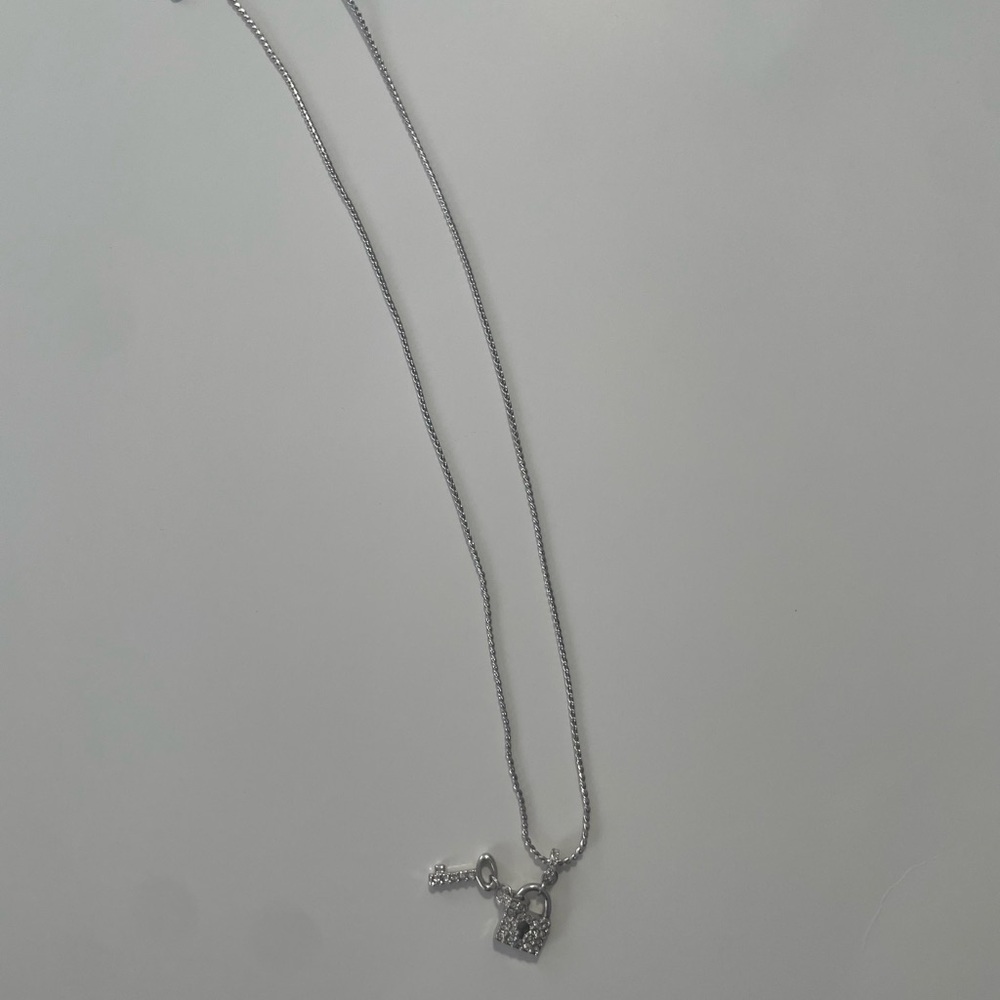 Swarovski Crystal lock and key pendants and chain.